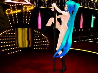 MMD Hatsune Miku dances a striptease.