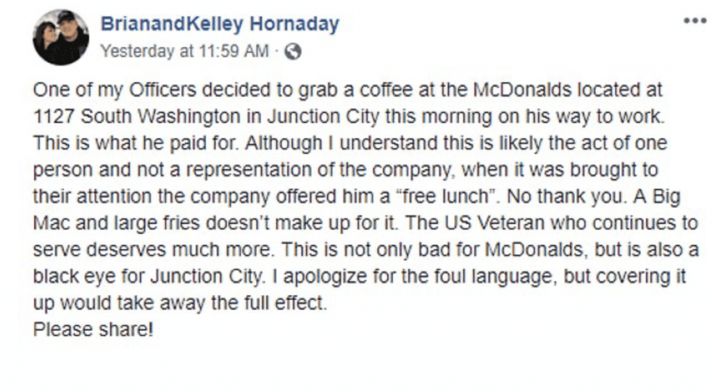 Scavenger reccomend caught having mcdonalds while waiting